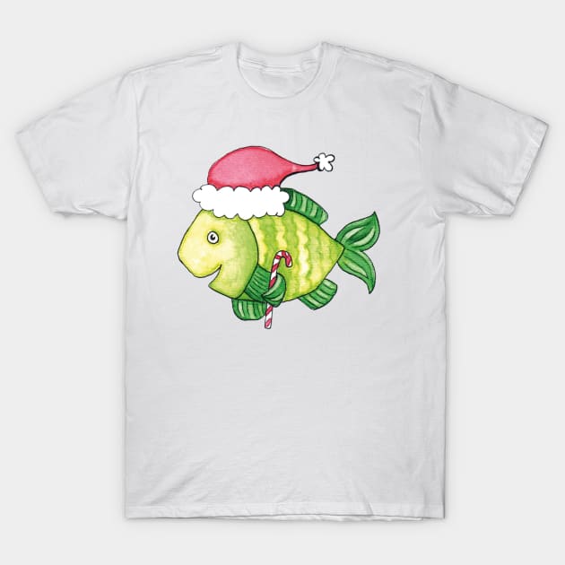 Santa Christmas Fish T-Shirt by RuthMCreative